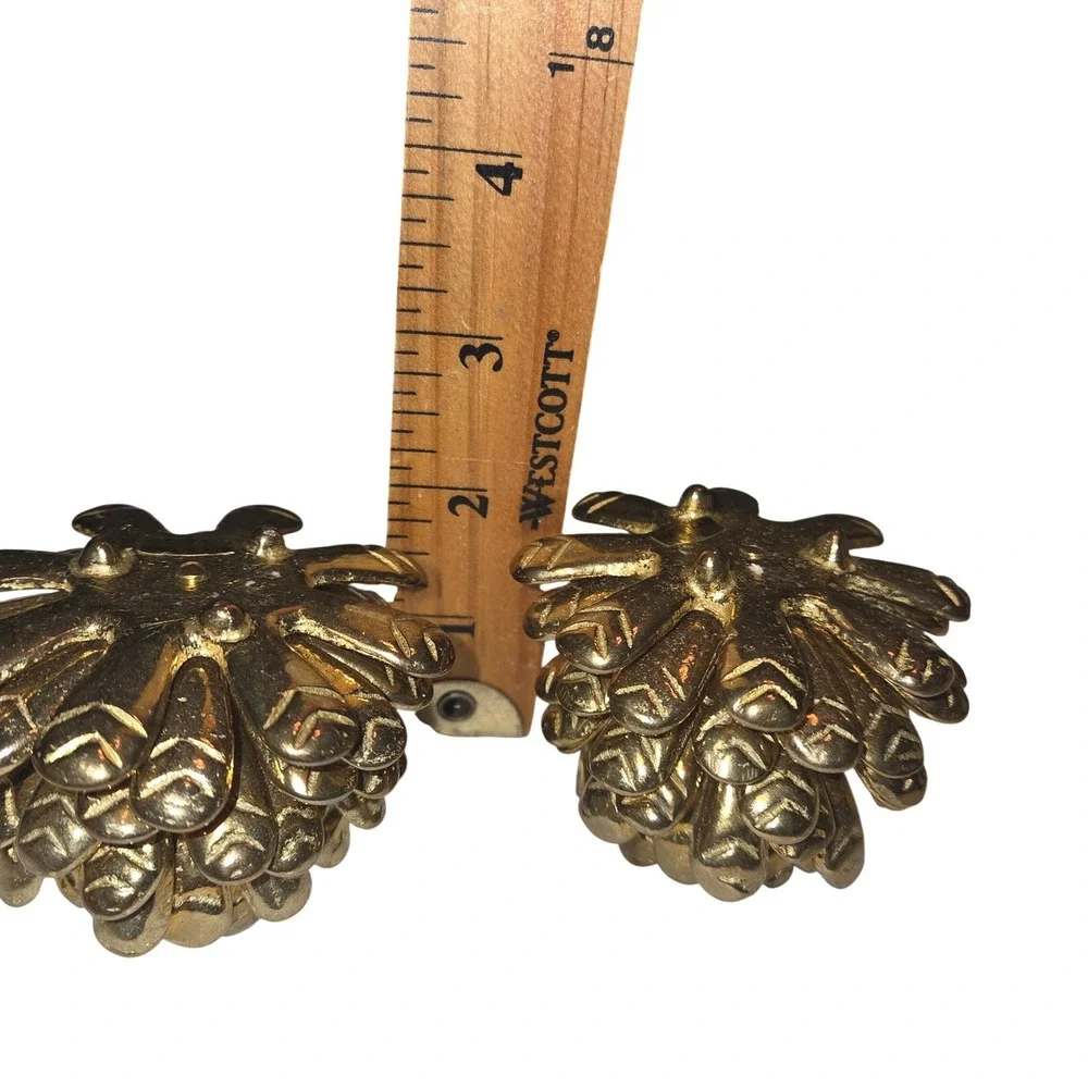 Vintage Heavy Brass Pinecone Candle Holders Vintage Made in Taiwan Set of 2